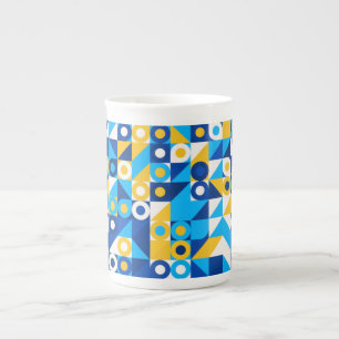 Shapes In Blue-Yellow Trendy Seamless Pattern Bone China Mug