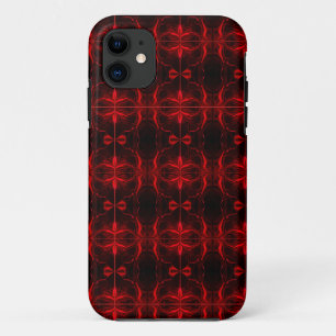 Shapes in red floating on black background  iPhone 11 case