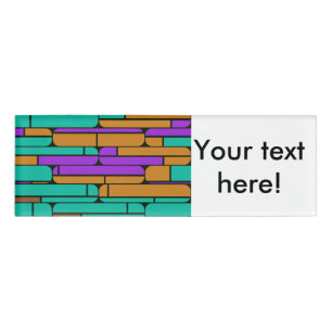 Shapes in retro colours name tag