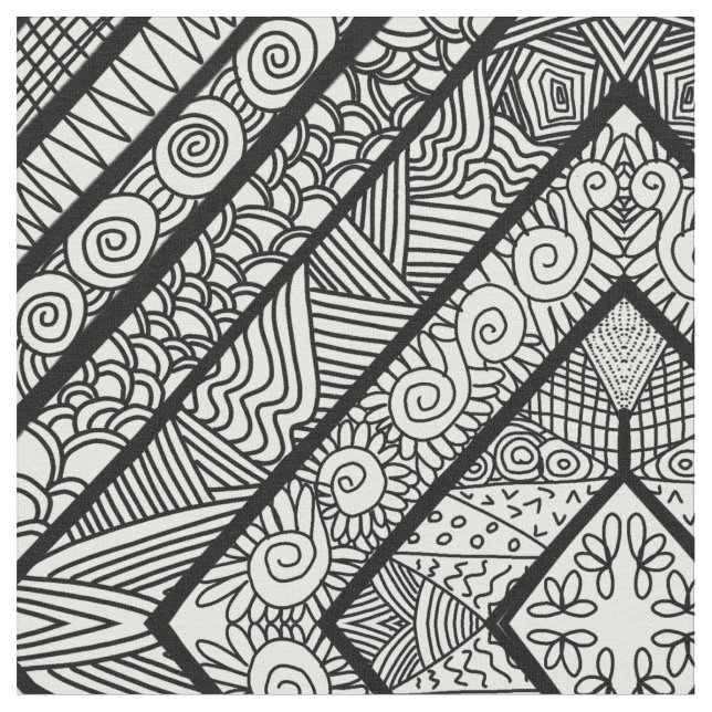 SHAPES PATTERN BLACK AND WHITE FABRIC (Close Up)