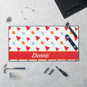 Shapes pattern on white desk mat