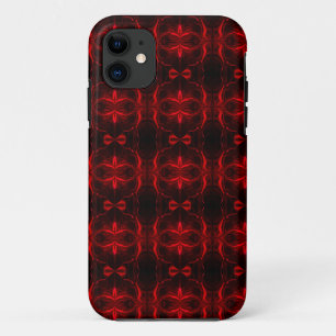 Shapes, "red stripes float", in black background iPhone 11 case
