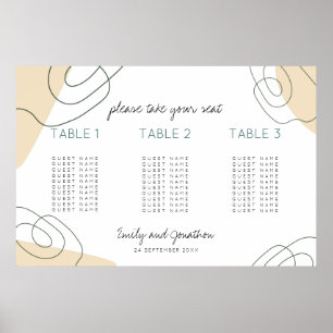 Shapes Script 3 table Small Wedding seating chart