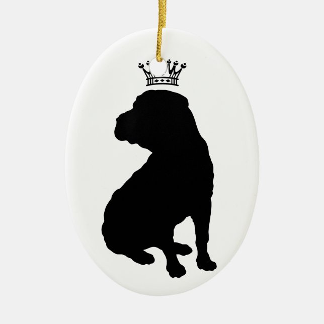 Shar Pei Basic Black Crown Silhouette Ceramic Ornament (Front)