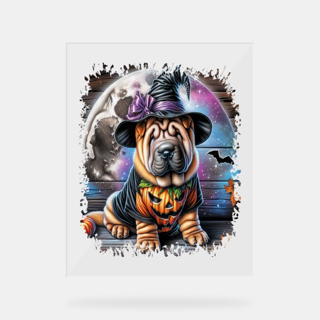 Shar Pei Chien Carré d'Halloween (Recto)