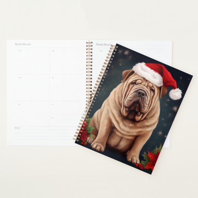 Shar Pei Chien dans Noël de neige (Devant avec enveloppe)