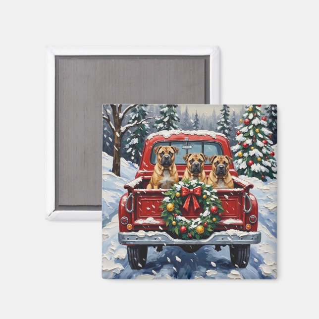 Shar Pei Christmas Red Truck Holiday Magnet (Front/Back)