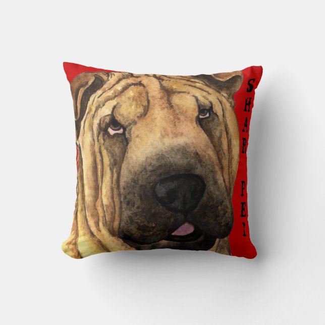 Shar-Pei Colour Block Throw Pillow (Front)