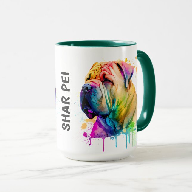 Shar Pei Colourful Personalized  Mug (Front Right)