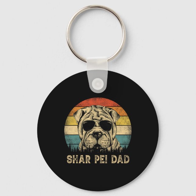 Shar Pei Dad Dog Lovers Father's Day Tee  Keychain (Front)