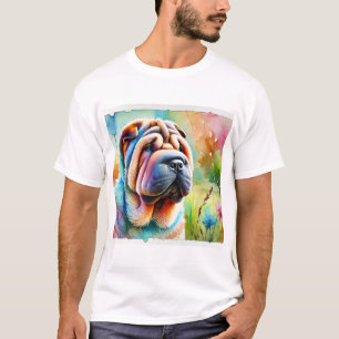 Shar Pei Dog 020824AREF103 - Watercolor T-Shirt