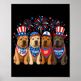 Shar Pei Dog 250 Years Aamerican 1776 2026 4th Poster