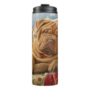 Shar Pei Dog Christmas Festive Thermal Tumbler