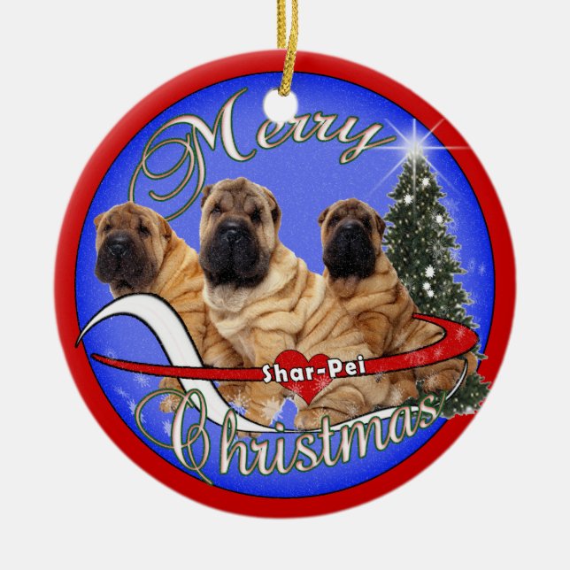 SHAR-PEI DOG CHRISTMAS ORNAMENT (Front)