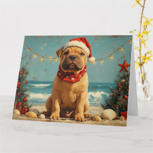 Shar Pei Dog Christmas Vintage Beach Card