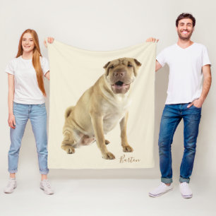 Shar Pei Dog Dad Photo Custom Fleece Blanket
