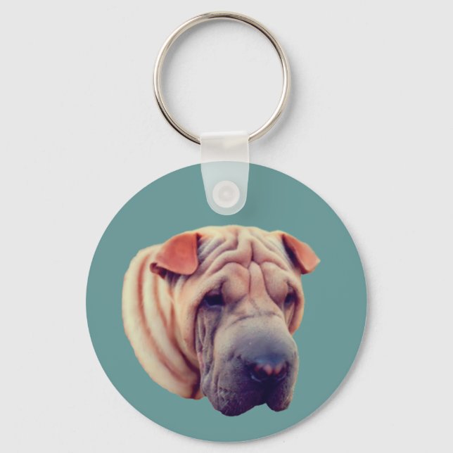 Shar Pei Dog Face Animal  Keychain (Front)
