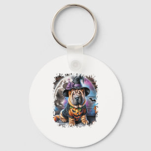 Shar Pei Dog Halloween Square Keychain