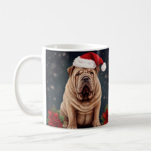 Shar Pei Dog in Snow Christmas  Coffee Mug (Left)