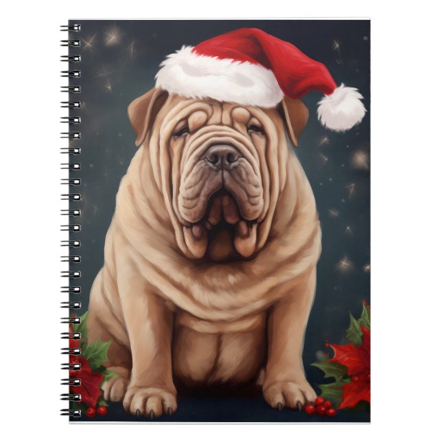 Shar Pei Dog in Snow Christmas  Notebook (Front)