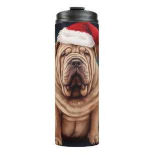 Shar Pei Dog in Snow Christmas Thermal Tumbler