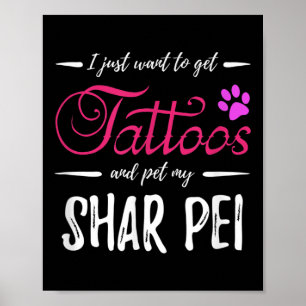 Shar Pei Dog Lover Tattoo Funny Dog Mom Gift Idea Poster
