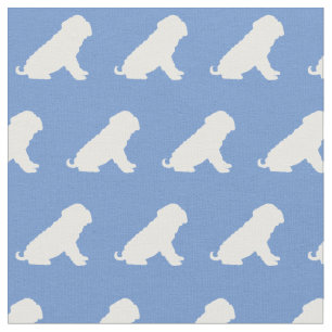 Shar Pei Dog Silhouette Pet Light Blue Fabric