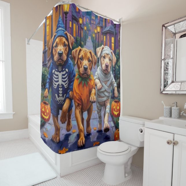 Shar Pei Dogs Trick-or-Treating Halloween Costumes (In Situ)