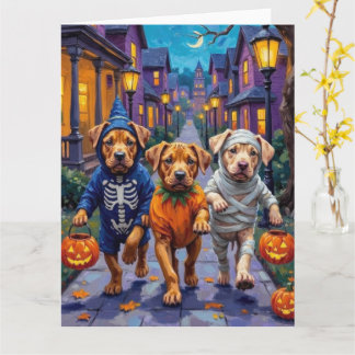 Shar Pei Dogs Trick-or-Treating Halloween Costumes Card