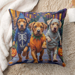 Shar Pei Dogs Trick-or-Treating Halloween Costumes Throw Pillow