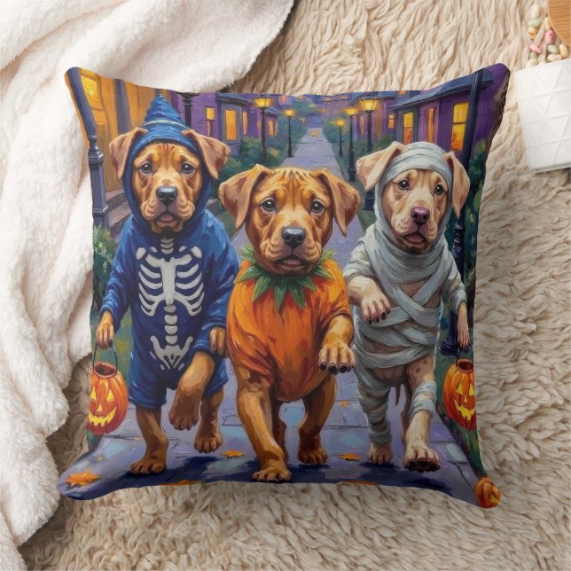 Shar Pei Dogs Trick-or-Treating Halloween Costumes Throw Pillow (Blanket)
