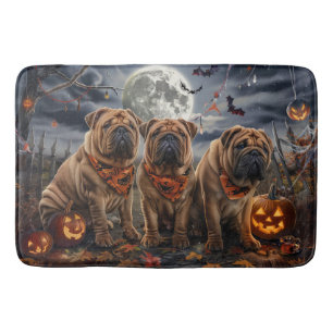 Shar Pei Halloween Spooky Bath Mat