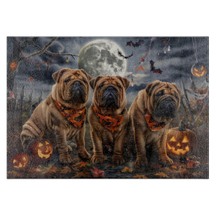 Shar Pei Halloween Spooky Cutting Board