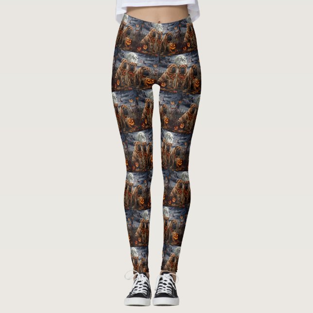 Shar Pei Halloween Spooky Leggings (Front)