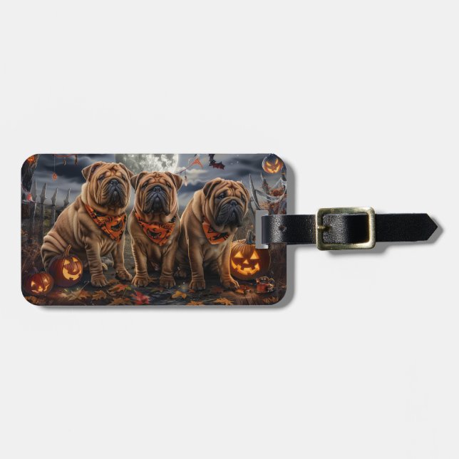 Shar Pei Halloween Spooky Luggage Tag (Front Horizontal)
