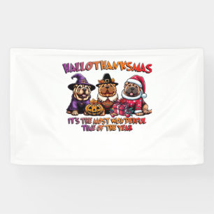 Shar Pei Halloween Thanksgiving Christmas Classic Banner