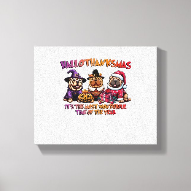 Shar Pei Halloween Thanksgiving Christmas Classic  Canvas Print (Front)