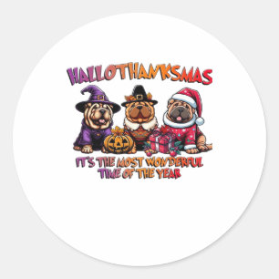 Shar Pei Halloween Thanksgiving Christmas Classic  Classic Round Sticker