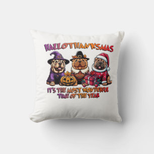 Shar Pei Halloween Thanksgiving Christmas Classic Throw Pillow