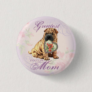 Shar-Pei Heart Mom 1 Inch Round Button