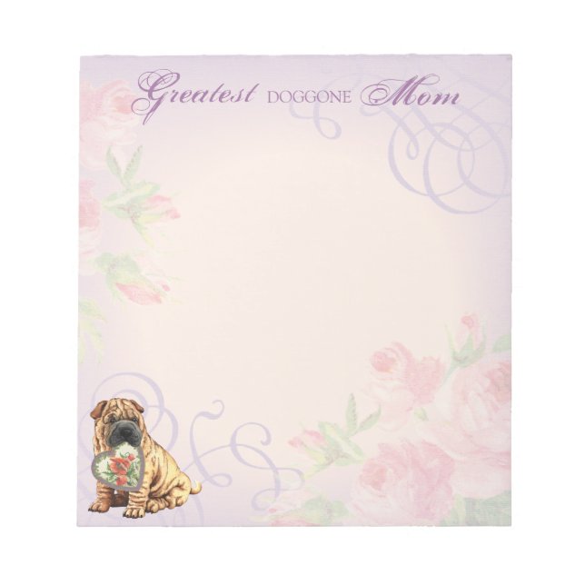 Shar-Pei Heart Mom Notepad (Front)