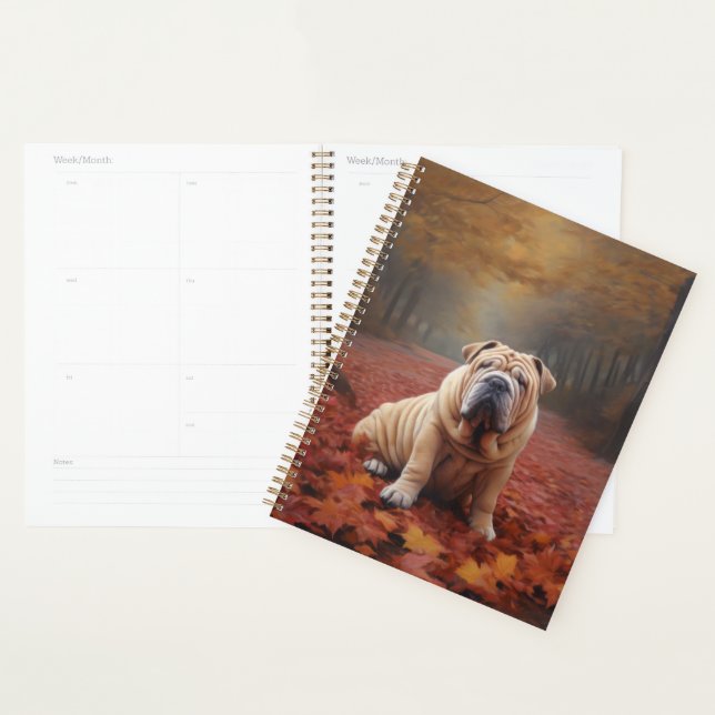 Shar Pei in Autumn Leaves Fall Inspire Planner (Display)