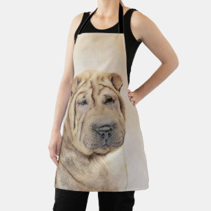 Shar Pei Painting - Cute Original Dog Art Apron