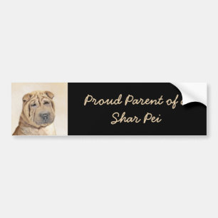 Shar Pei Painting - Cute Original Dog Art Bumper Sticker