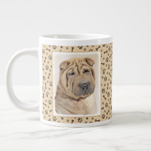 Shar Pei Painting - Cute Original Dog Art Large Coffee Mug