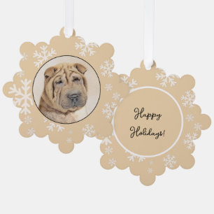 Shar Pei Painting - Cute Original Dog Art Ornament Card