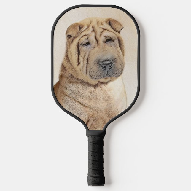 Shar Pei Painting - Cute Original Dog Art Pickleball Paddle (Front)
