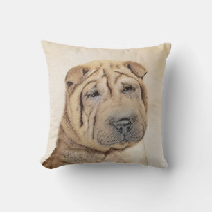 Shar Pei Painting - Cute Original Dog Art Throw Pillow