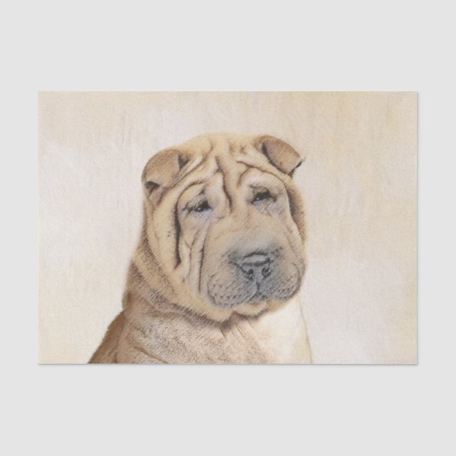 Shar Pei Painting - Cute Original Dog Art Tissue Paper (Front)