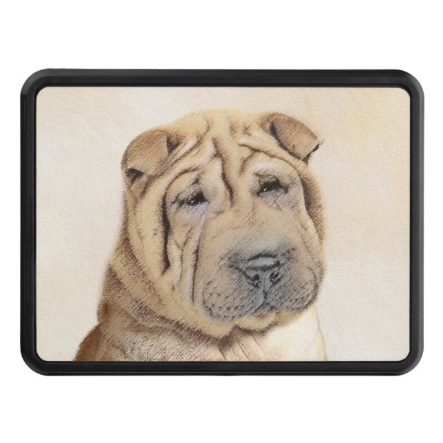 Shar Pei Painting - Cute Original Dog Art Trailer Hitch Cover (Front)